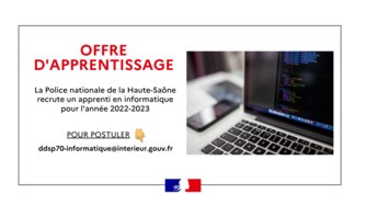 Offre d'apprentissage informatique - Police nationale de la Haute-Saône